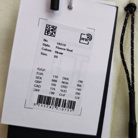 RAINS Bodywarmer Unisex Fleece Vest in Straw                                 522 - Picture 9 of 15